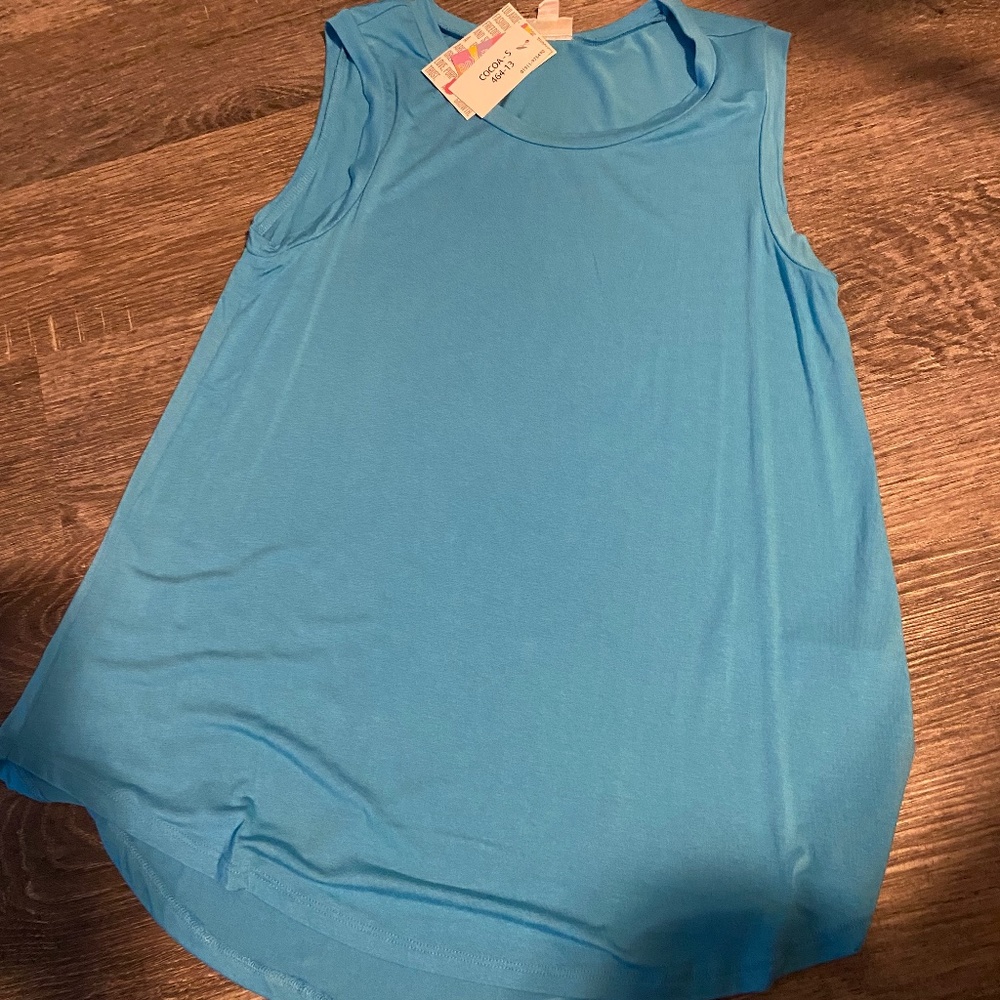 Lularoe cocoa tank small new with tag solid blue